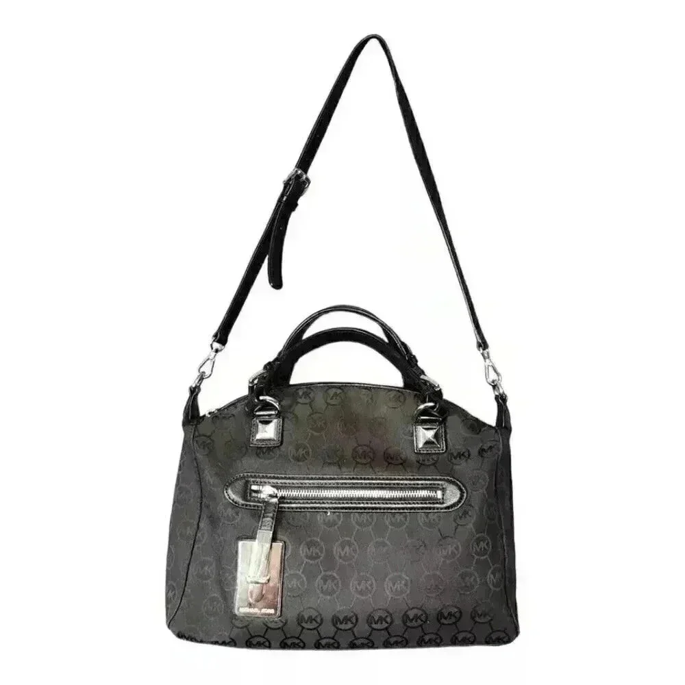 Michael Kors Grayson Satchel Bag - Large Canvas Leather Shoulder Handbag